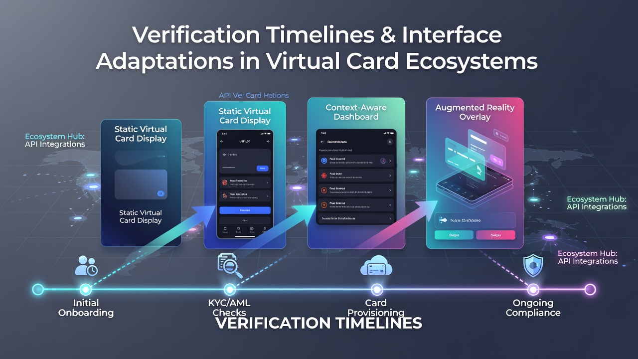 Verification timeline chart comparing interface adaptations in virtual card ecosystems