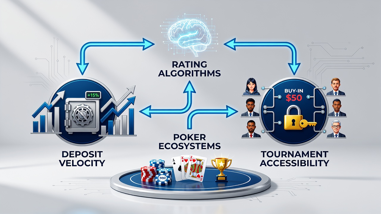 Flowchart illustrating how rating tiers affect deposit approval times and subsequent tournament registration windows