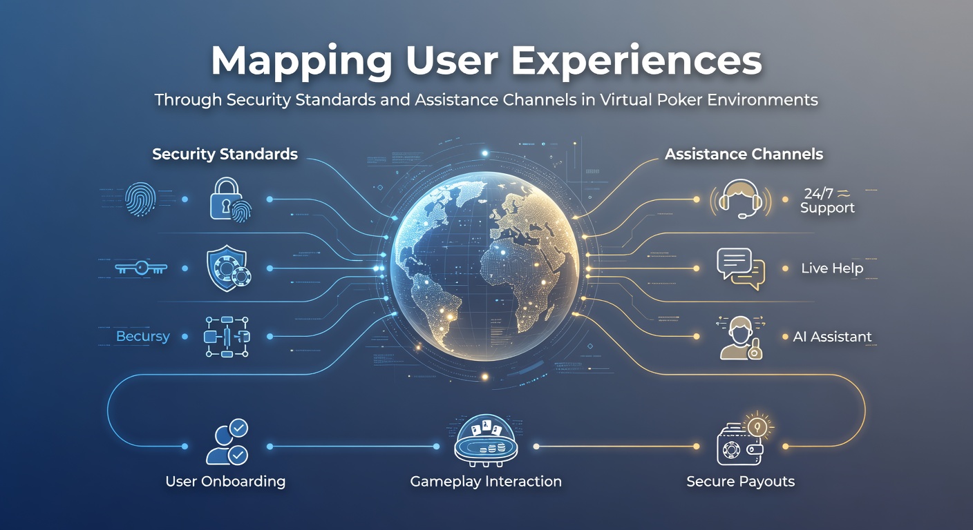 User navigating a secure virtual poker platform interface with encryption indicators and support options displayed