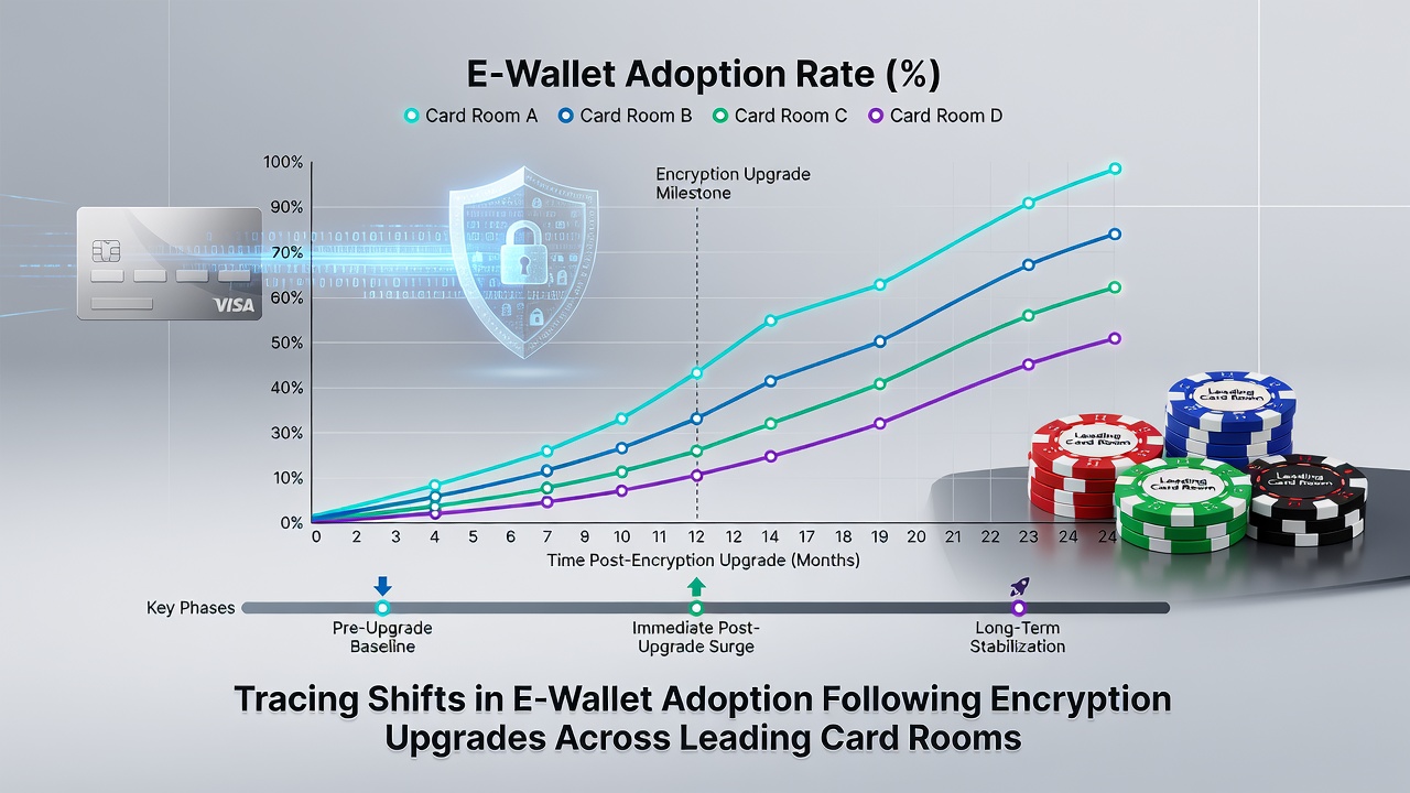 Illustration of user verification flows and encryption layers affecting e-wallet transactions in card room environments
